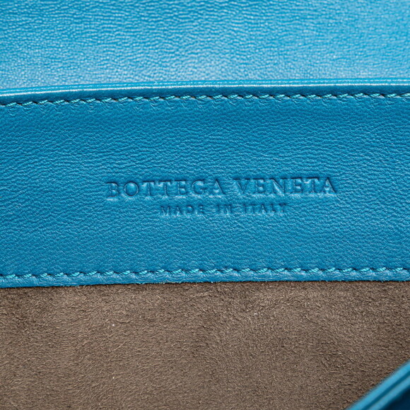 BOTTEGA VENETA Blue Leather Intrecciato Shoulder Bag - Picture 10 of 12